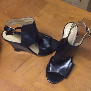 Black leather wedges size 7. Ann Taylor